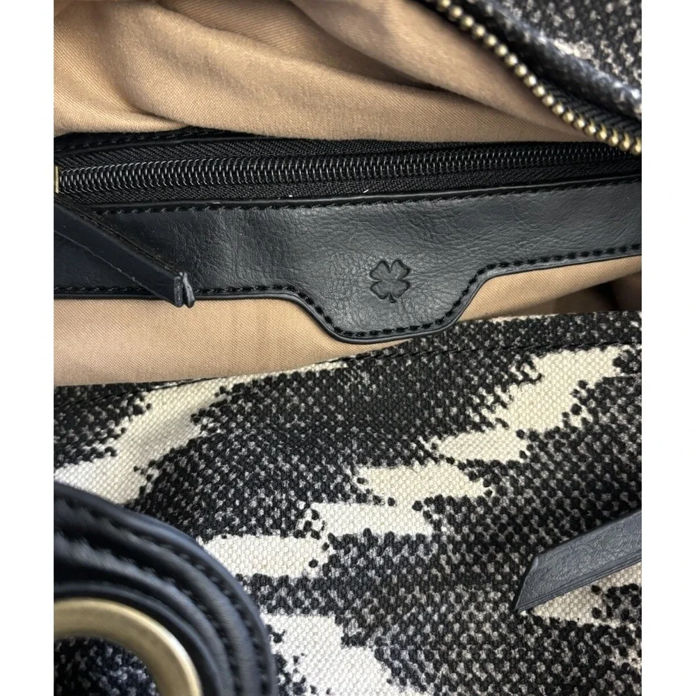 Lucky Brand Bali Hai Black White Canvas Hobo Shoulder‎ Bag Tote